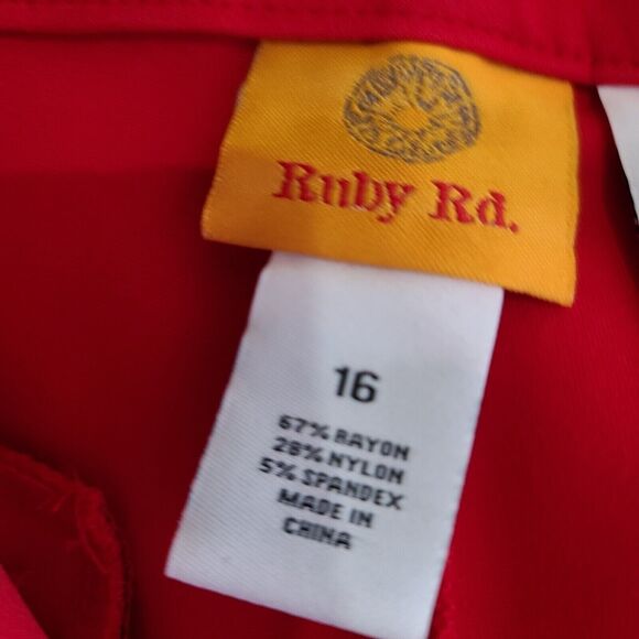 Ruby Rd Womens Stretch Pants Red Size 16 Zip Double Clasp Closure Pockets NWT - Picture 6 of 12